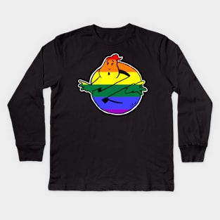 Ghostly Gay Pride (White Border) Kids Long Sleeve T-Shirt